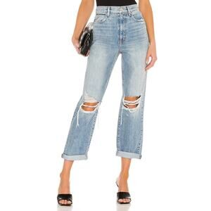 SLVRLAKE Dakota High Rise Relaxed Taper Size 26 Long Time Coming Blue Rip Knee